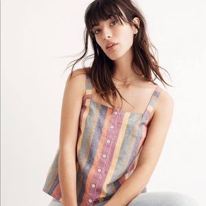 Madewell rainbow stripe button top